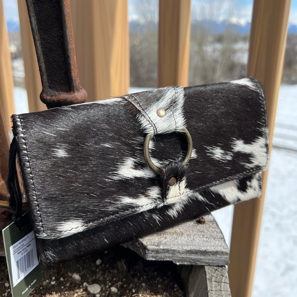 Myra Bag Handbags - 🔥Myra Bag Black White Cowhide Leather Wallet checkbook Ring snap New Western